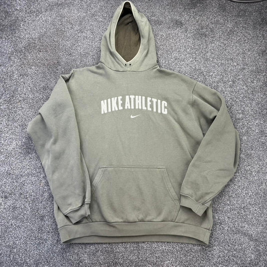 Y2K vintage Nike hoodie embroidered khaki athletic spell out