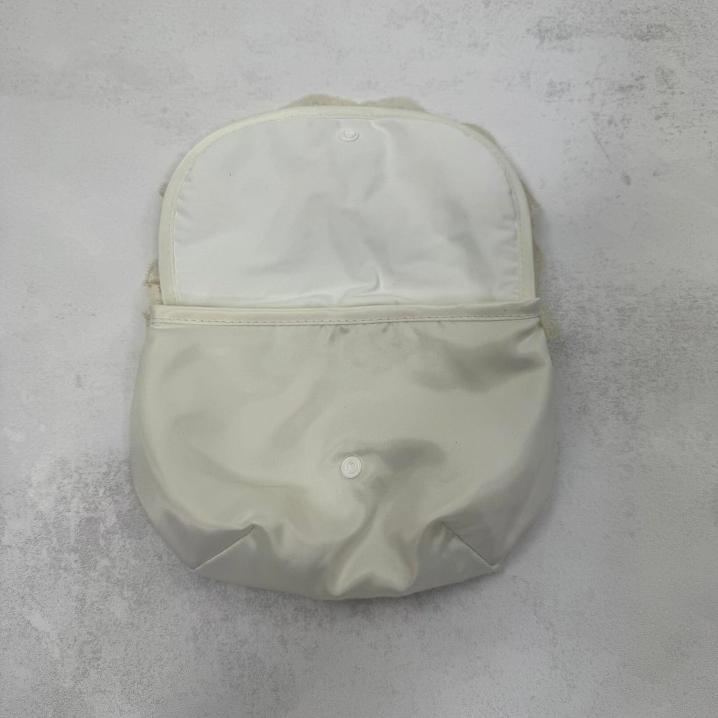 Y2K vintage makeup bag cream frilly rose travel