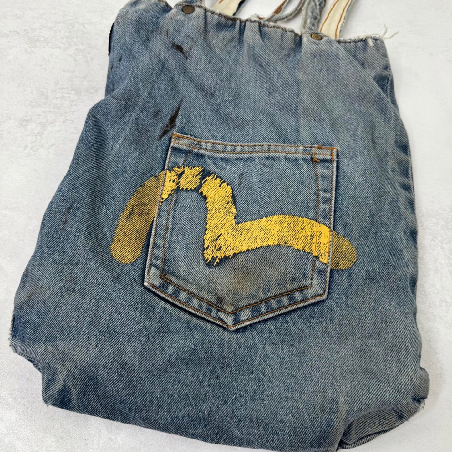 Y2K vintage Evisu shoulder bag tote denim reversible small size