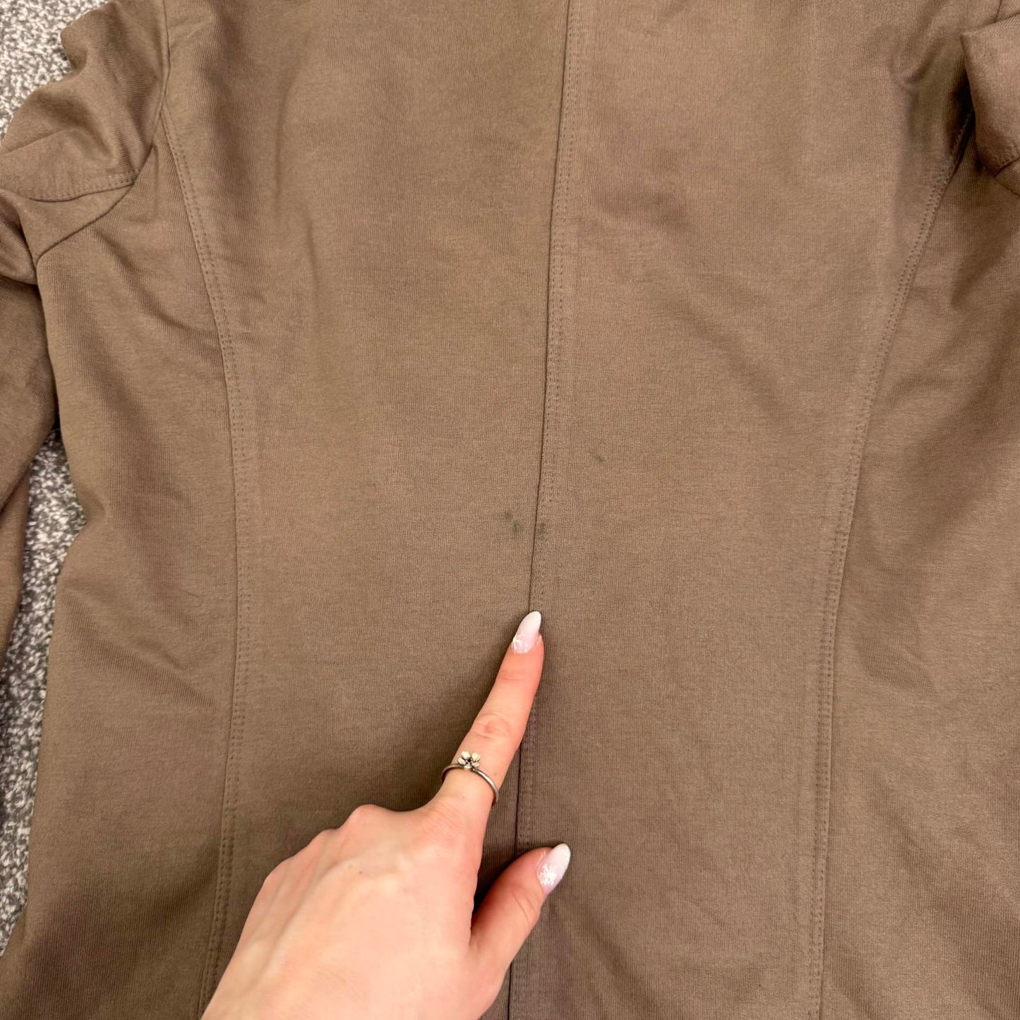 Y2K vintage archive asymmetrical zip up jumper fitted light brown stretchy