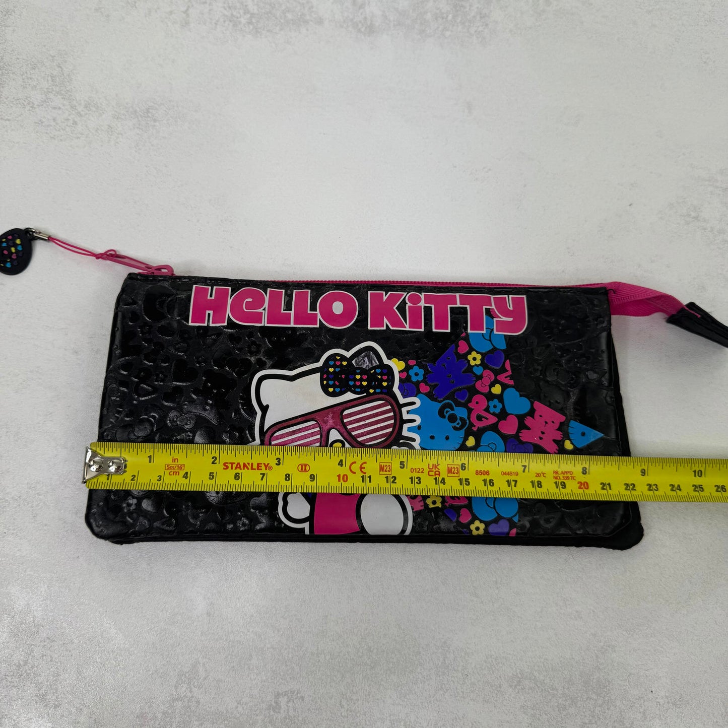 Vintage Hello Kitty Sanrio pencil case / makeup bag star heart charm bow
