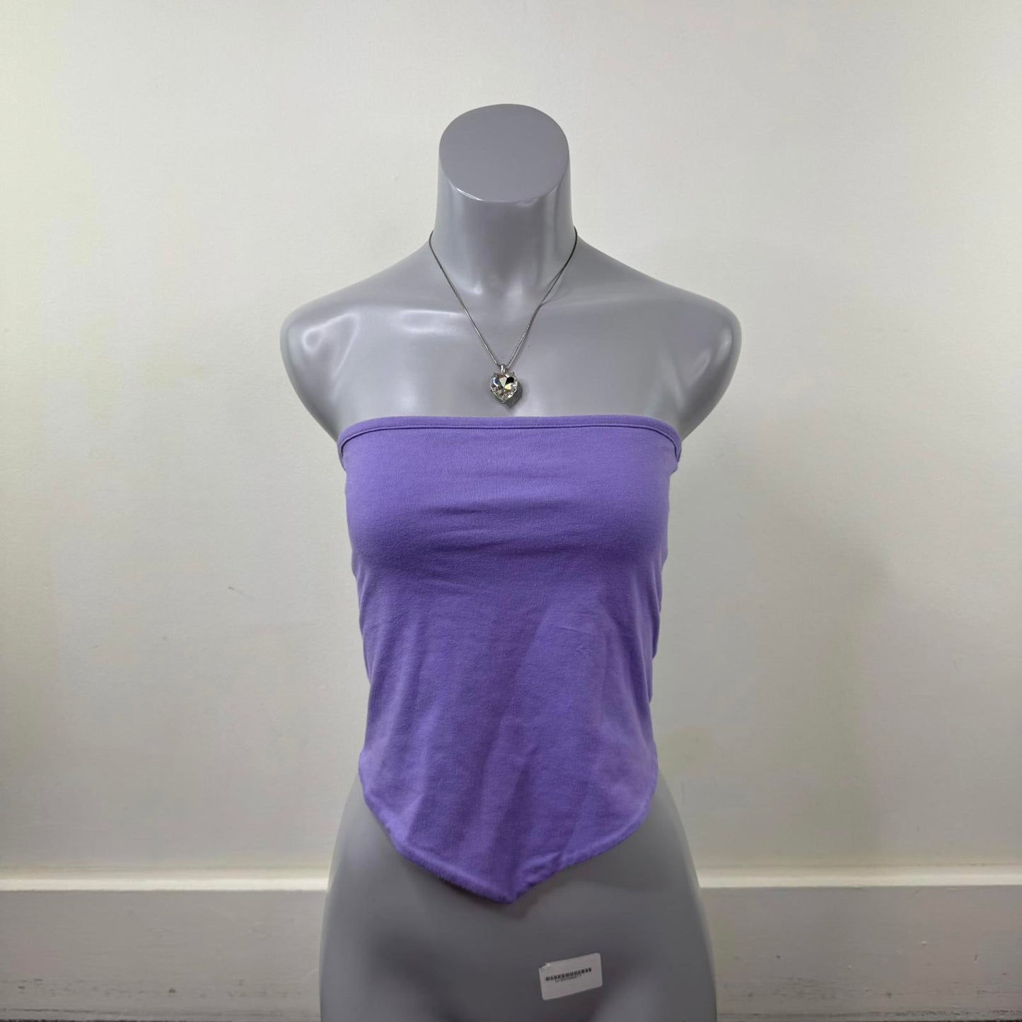 Y2K vintage Etam strapless top v hem stretchy boob tube lilac basic fitted