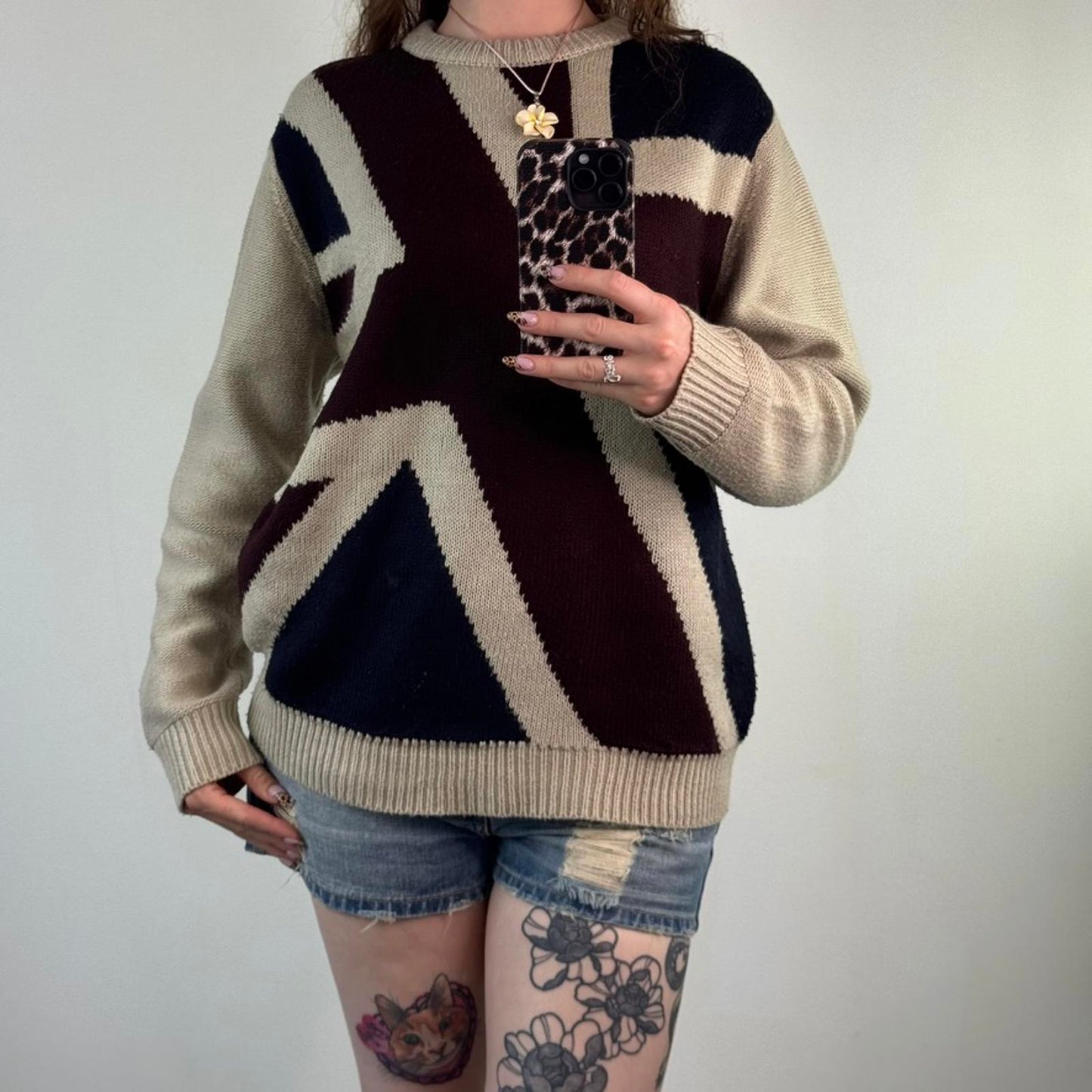 Y2K vintage Union Jack pullover jumper knit knitted flag unisex