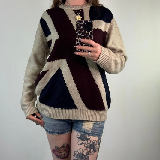 Y2K vintage Union Jack pullover jumper knit knitted flag unisex