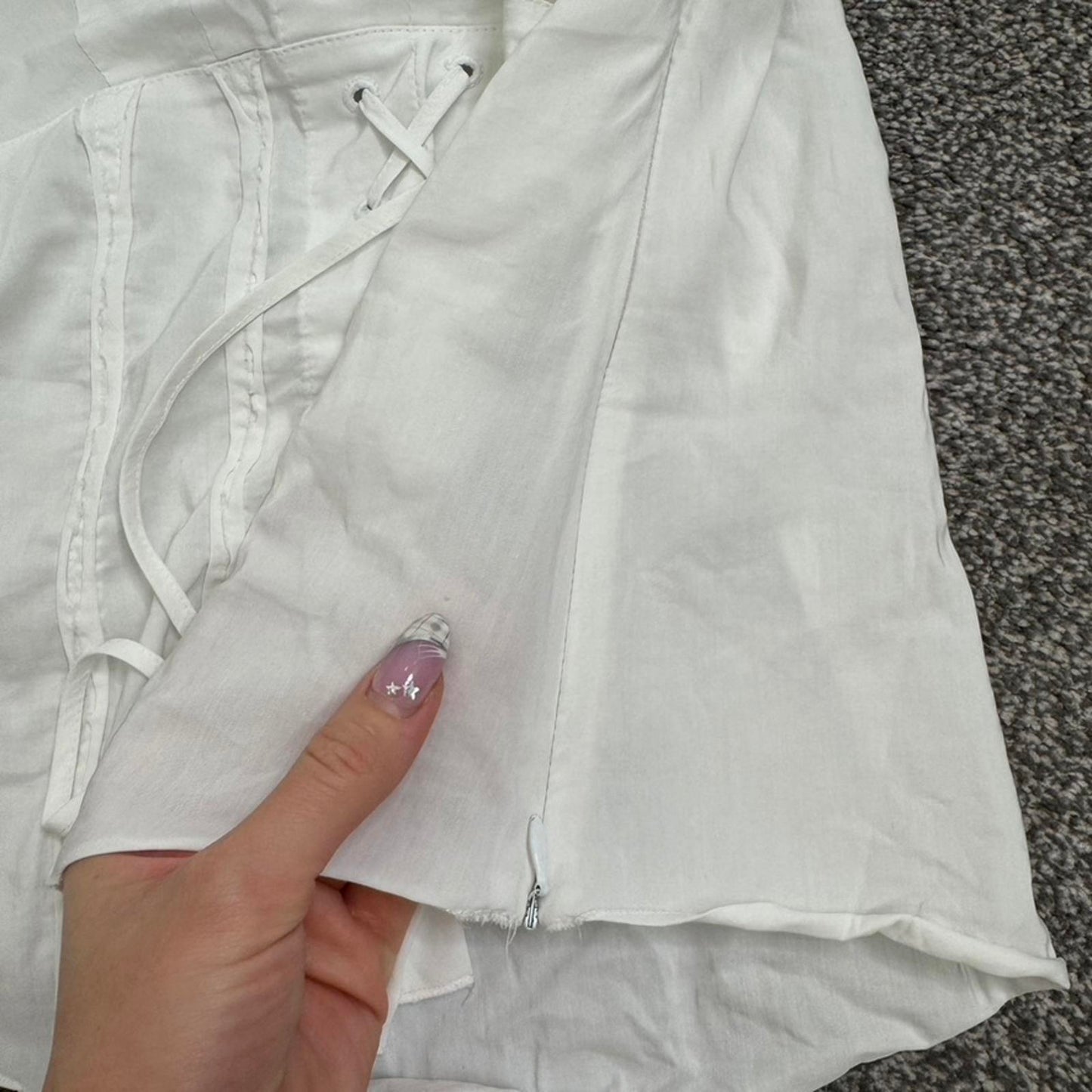 Y2K vintage stretchy long sleeve shirt lace up v neck blouse office tailored
