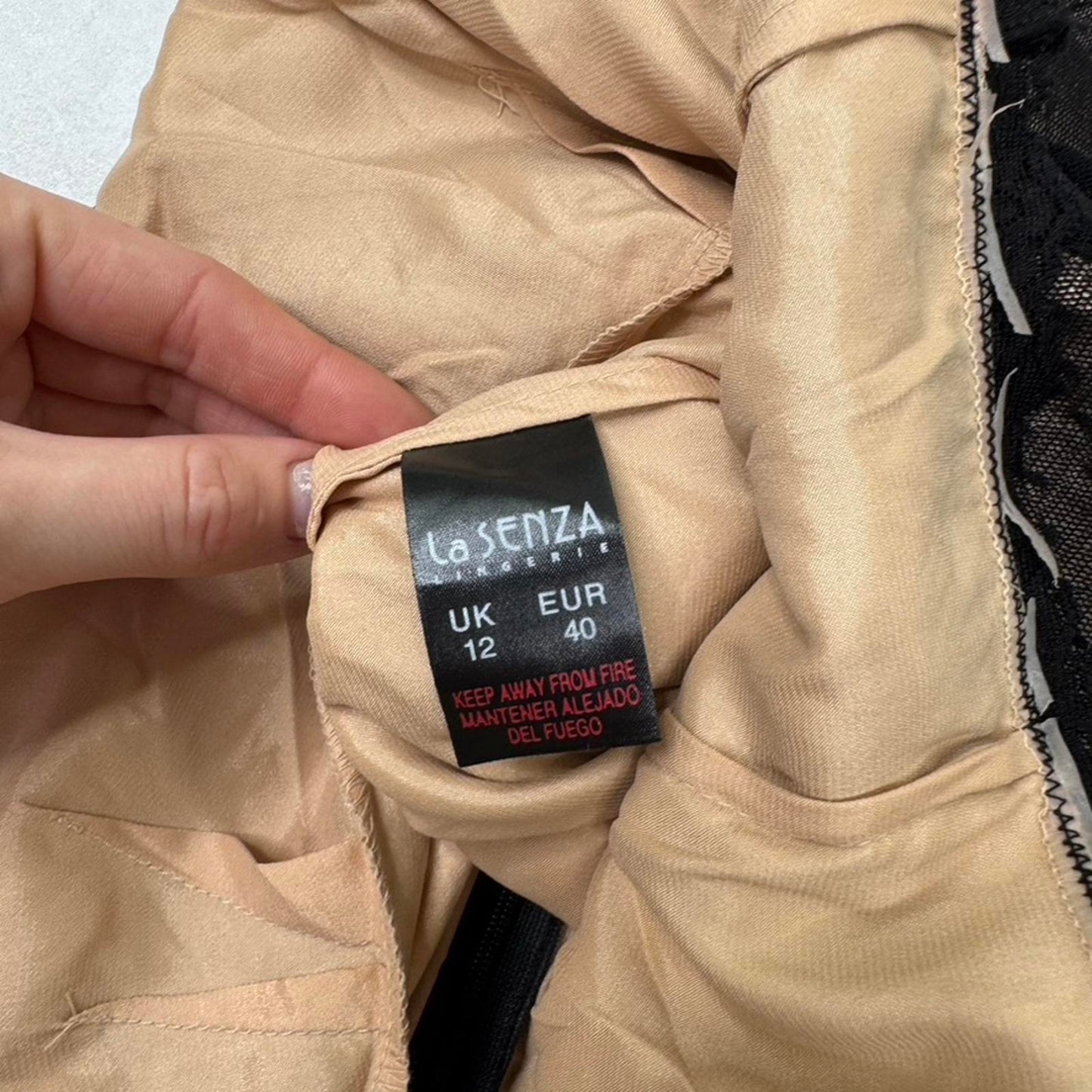 Y2K vintage La Senza babydoll dress top strapless lace trim ruffle lace up mesh