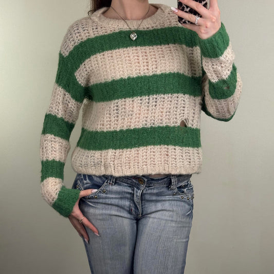 AllSaints alpaca wool blend Britt jumper chunky knit distressed stripe