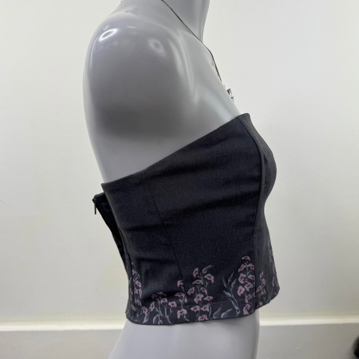 Y2K vintage Morgan De Toi strapless top boob tube floral fitted cropped crop