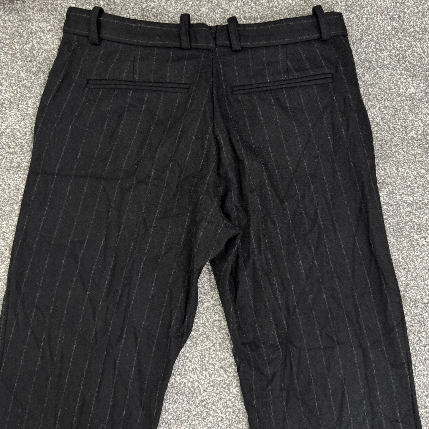 Joseph cashmere wool blend pinstripe bootcut trousers mid rise tailored formal