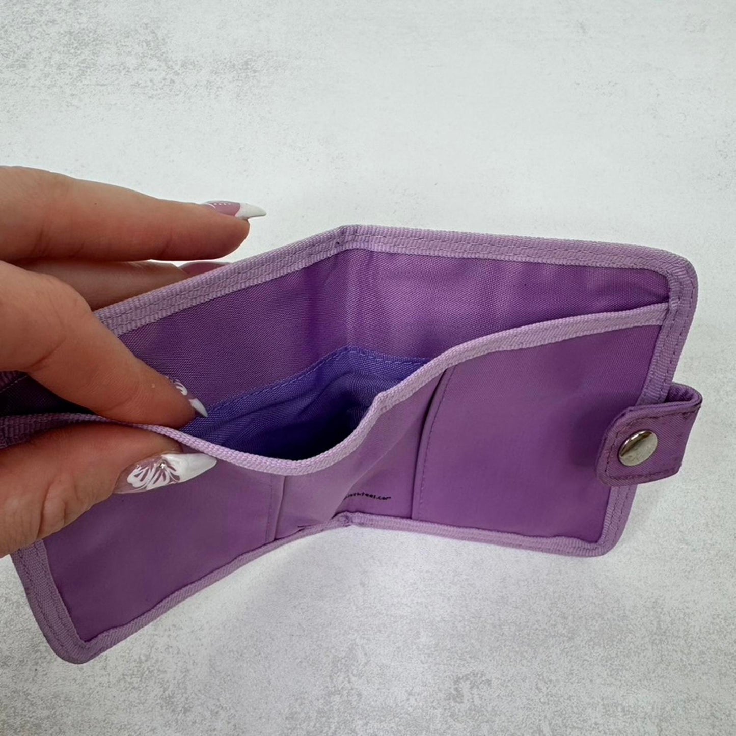 Y2K vintage David & Goliath wallet purse purple funny boyfriend slogan