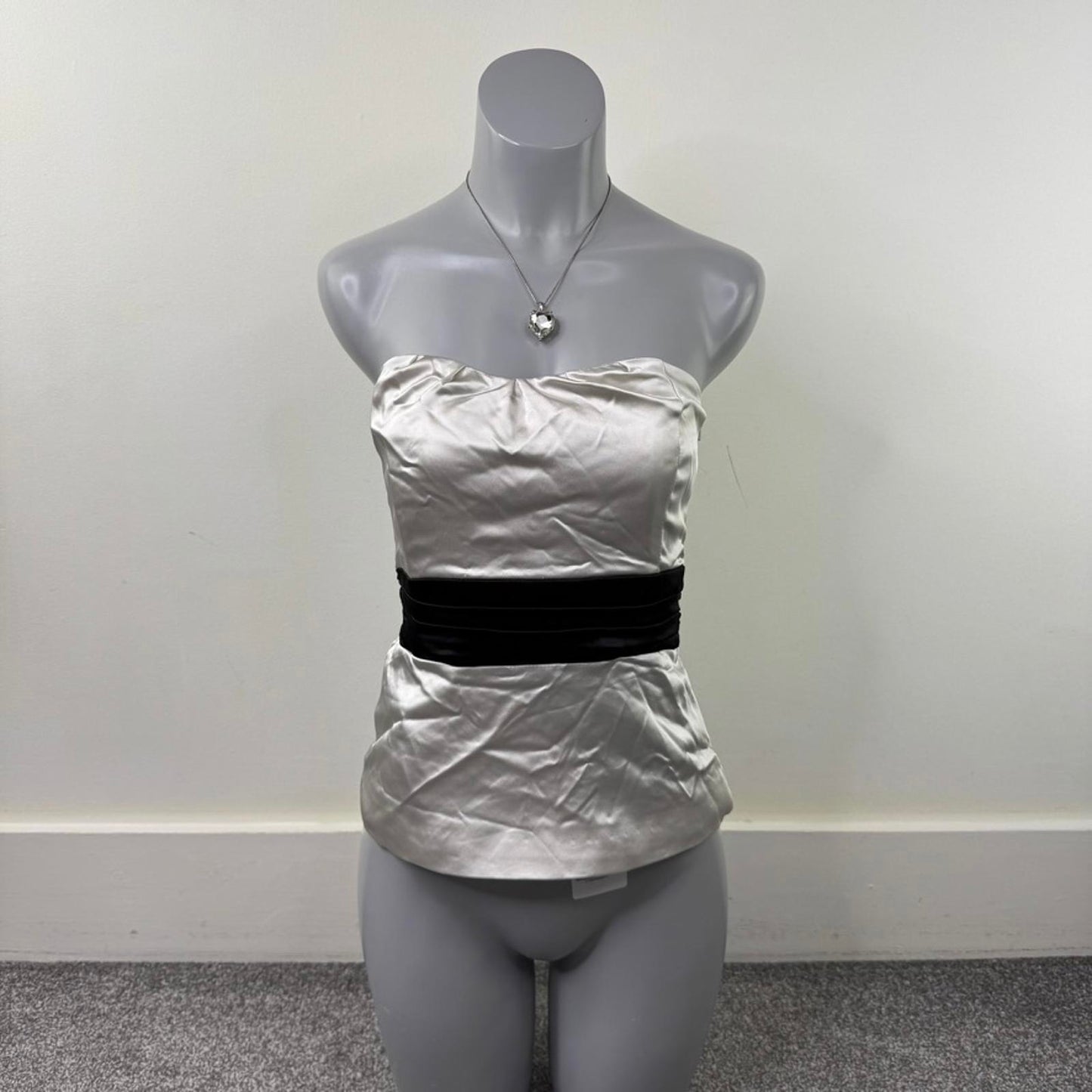 Y2K vintage strapless top satin bow bustier party going out boned