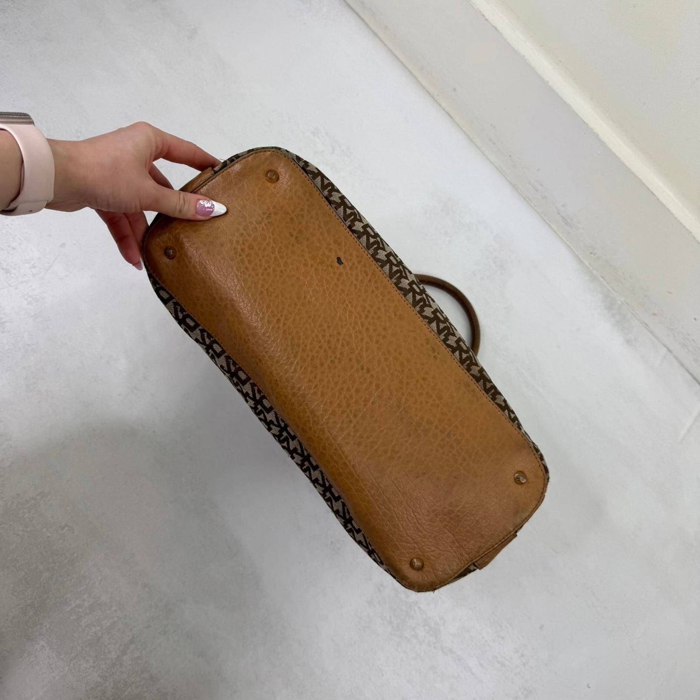 DKNY crossbody bag handbag canvas faux leather large