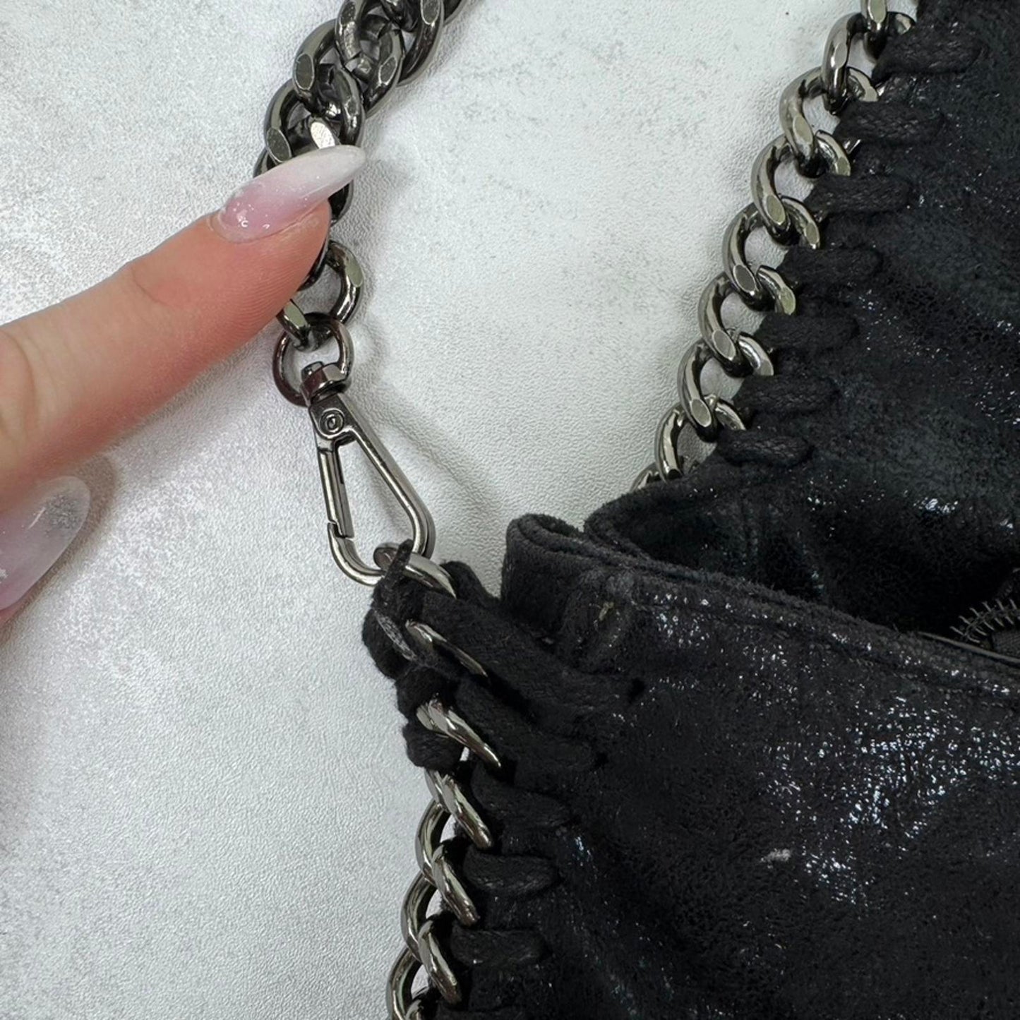 Y2K vintage chain crossbody bag faux suede black small size