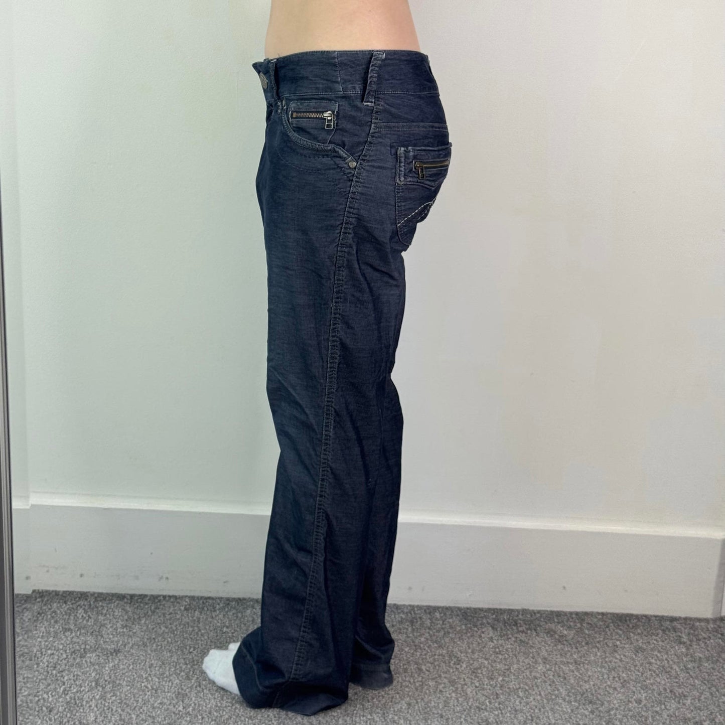 Y2K vintage mid rise baggy wide leg flared denim jeans lightweight embroidered