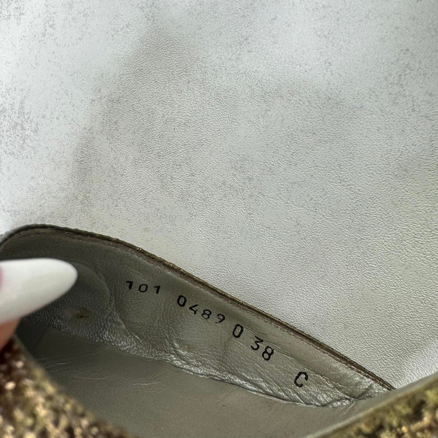 Y2K vintage Gucci by Tom Ford Gold Leather Heels with Ankle Strap Snake