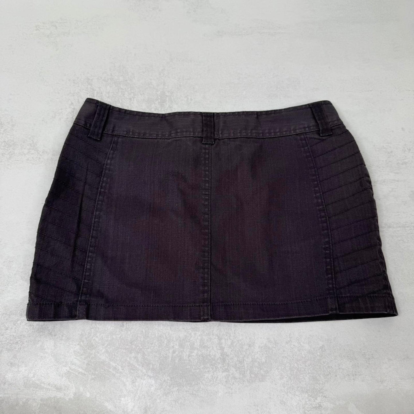 Y2K vintage Bench low rise mini skirt stretchy denim dark grey zips utility