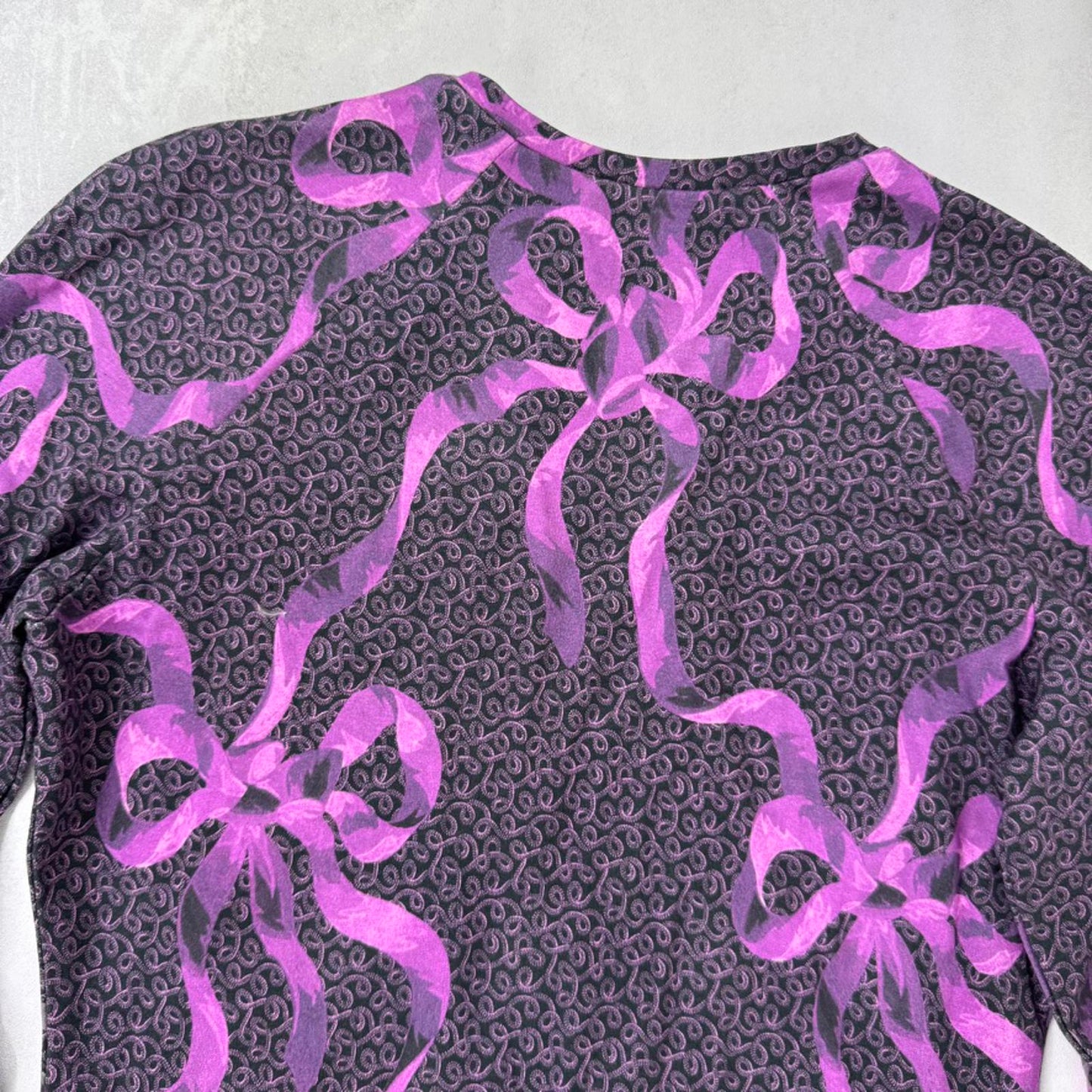 Christopher Kane 3/4 sleeve mini bodycon dress bow purple pattern round neck
