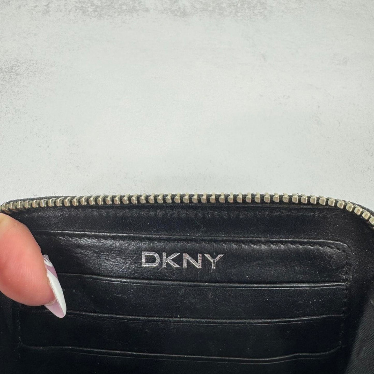 Y2K vintage DKNY wallet purse black zip small canvas