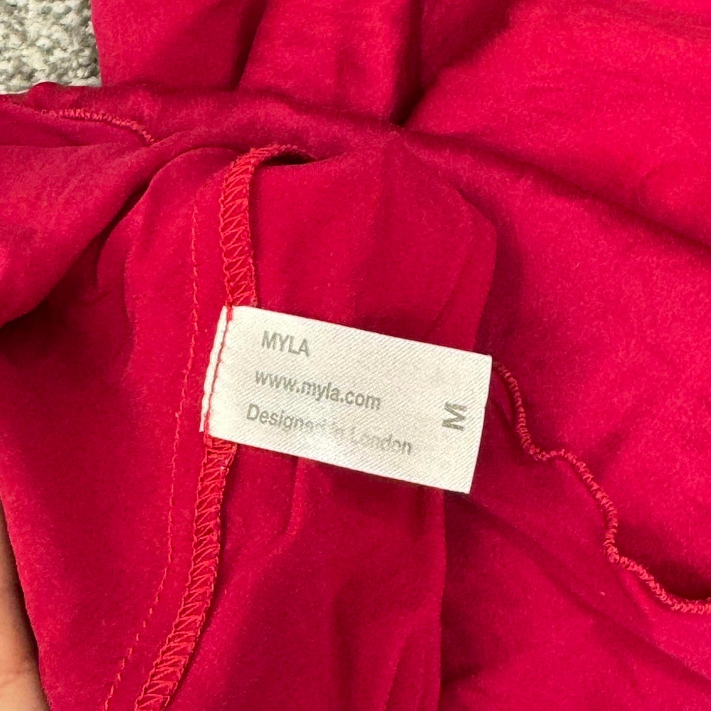 Myla 95% silk cami top adjustable bows flowy babydoll straight neckline red