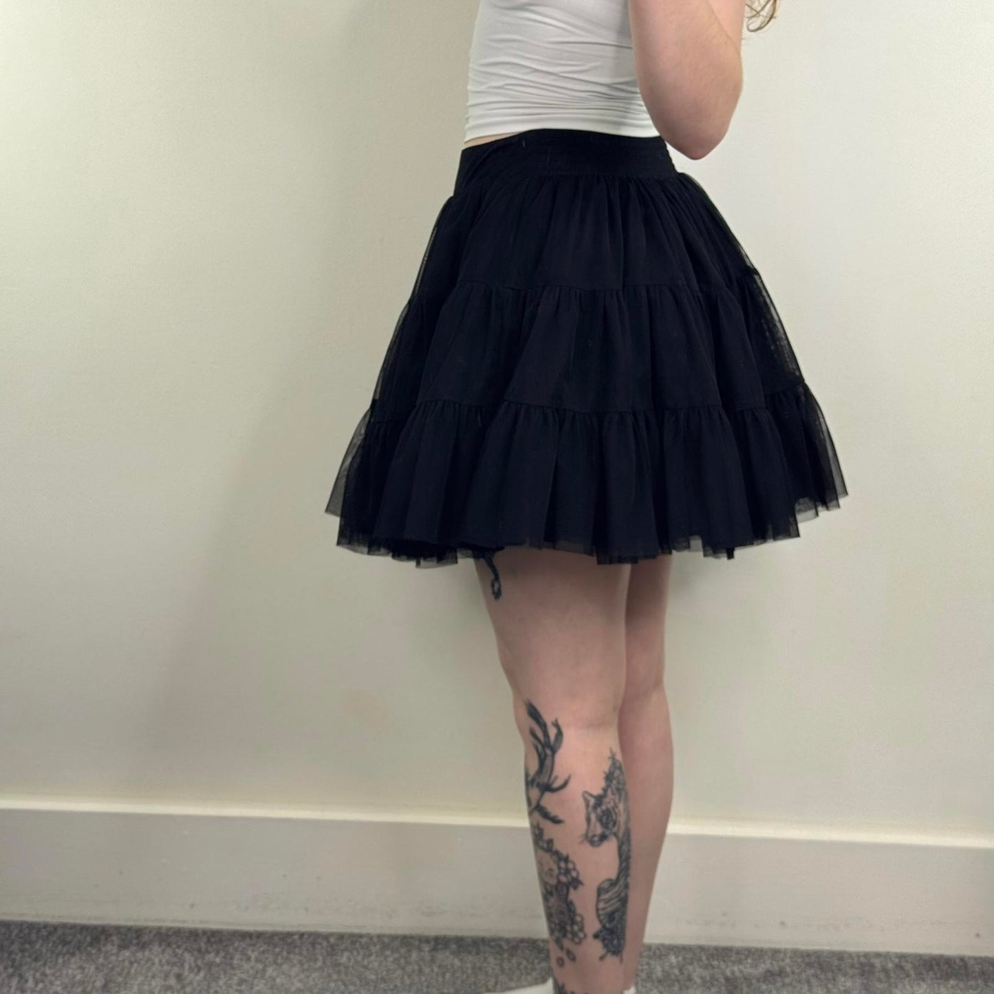 Y2K vintage New Look mesh overlay mini skirt a line double layered black tutu