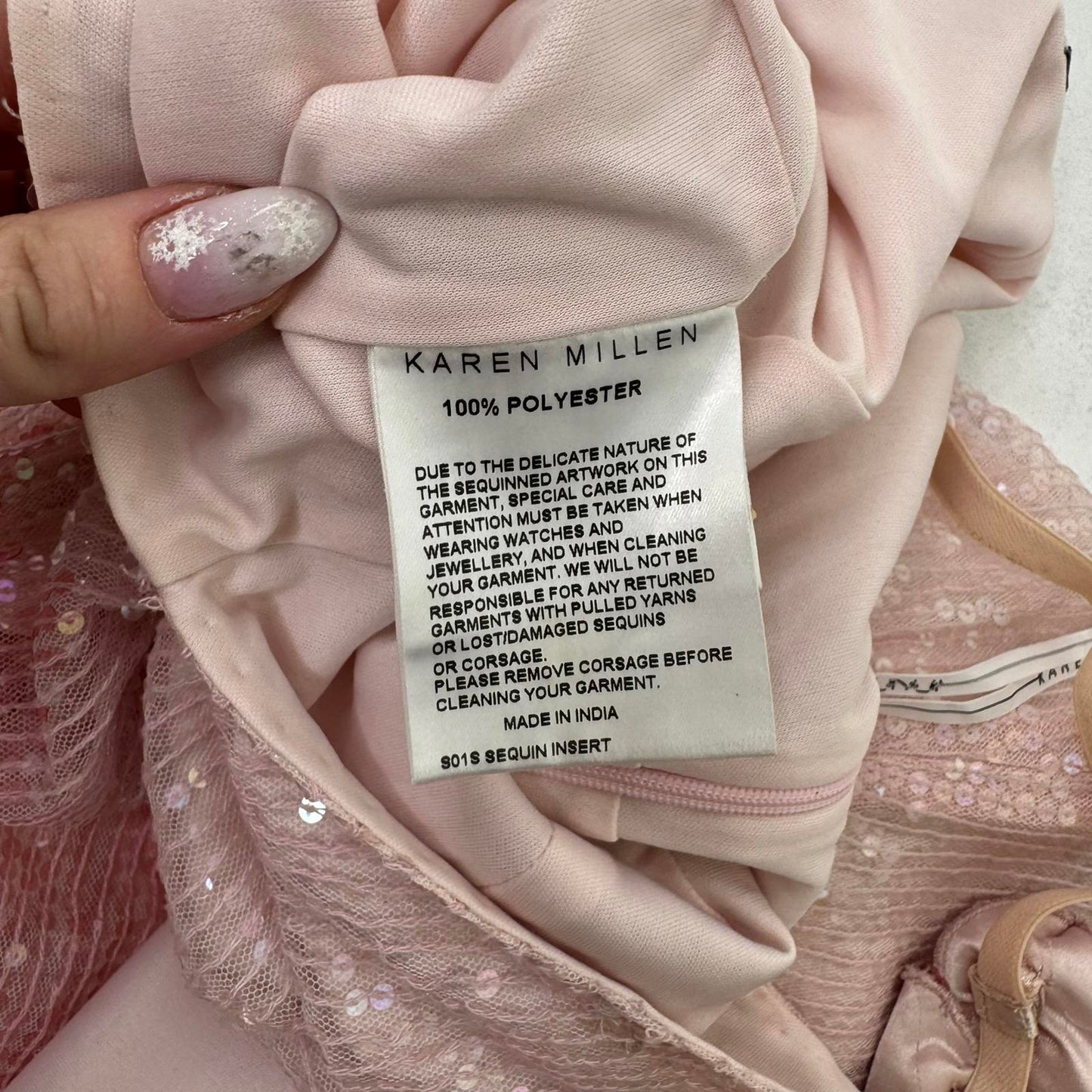 Y2K vintage Karen Millen sequin midi dress ombre pink fitted party evening
