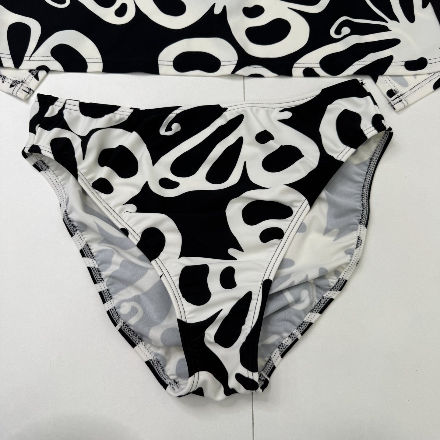 Y2K vintage tankini set butterfly print open back halter tie high leg bottoms