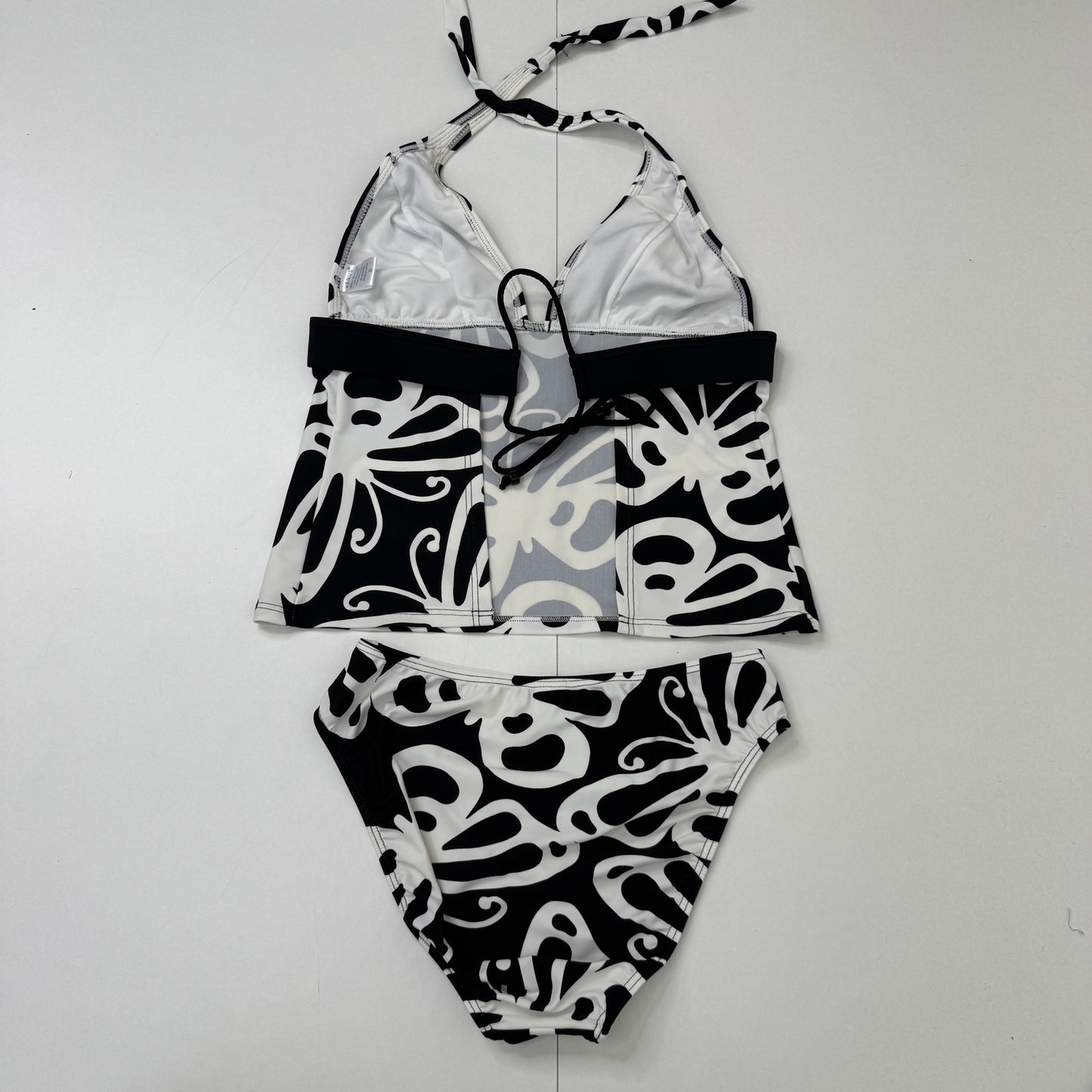 Y2K vintage tankini set butterfly print open back halter tie high leg bottoms