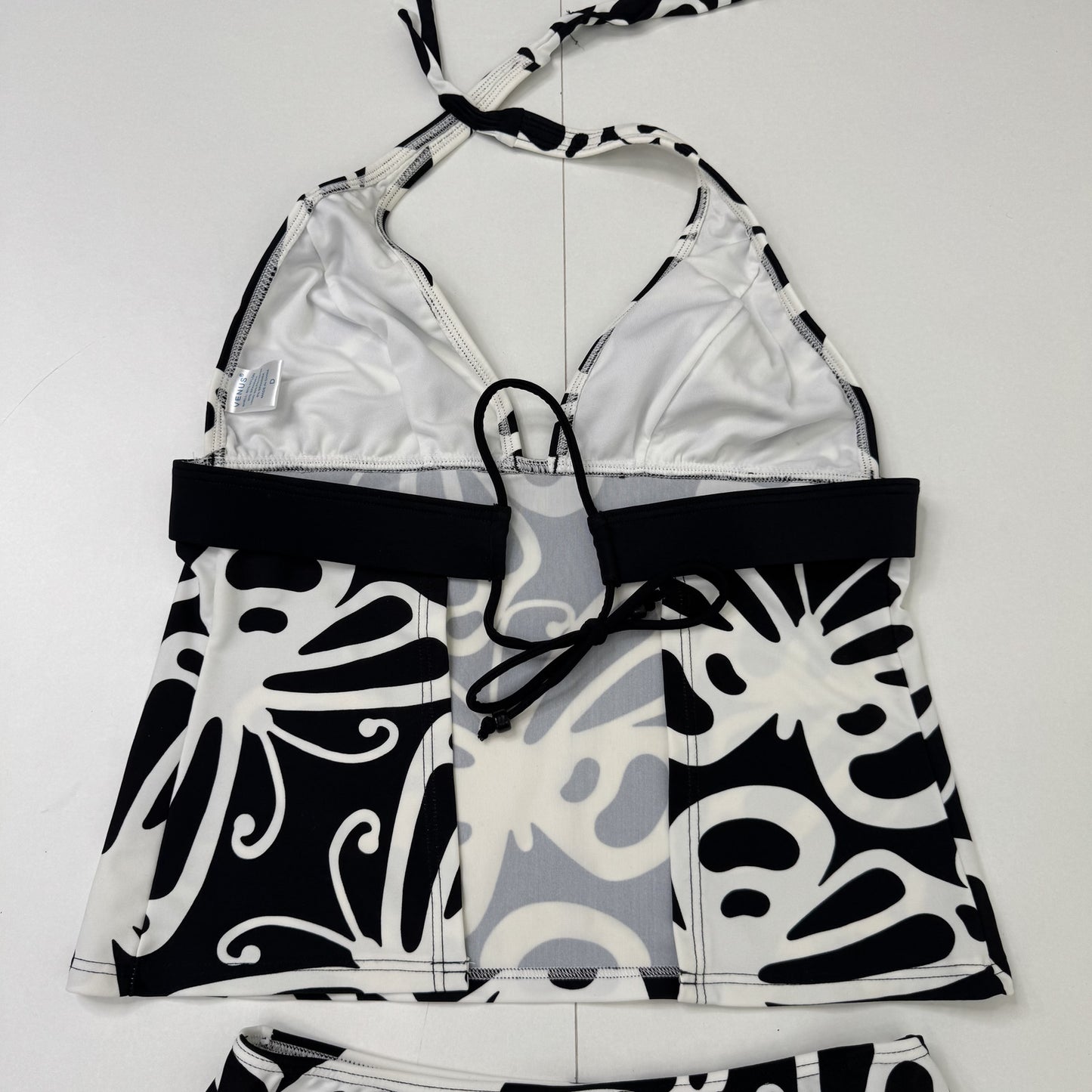 Y2K vintage tankini set butterfly print open back halter tie high leg bottoms