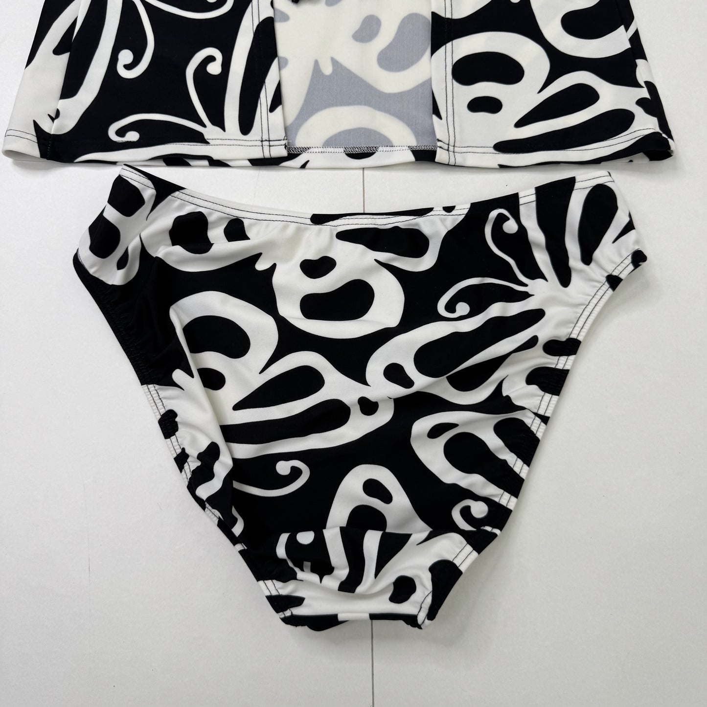 Y2K vintage tankini set butterfly print open back halter tie high leg bottoms