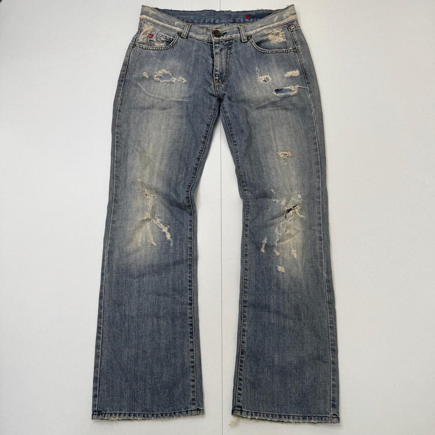 Y2K vintage Miss Sixty bootcut denim jeans low rise distressed baggy fit