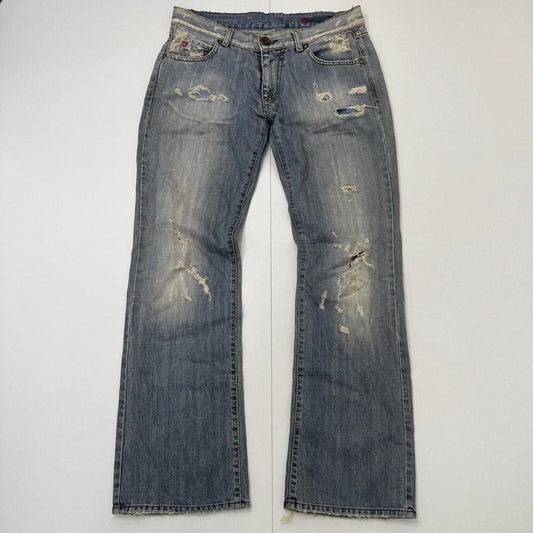 Y2K vintage Miss Sixty bootcut denim jeans low rise distressed baggy fit