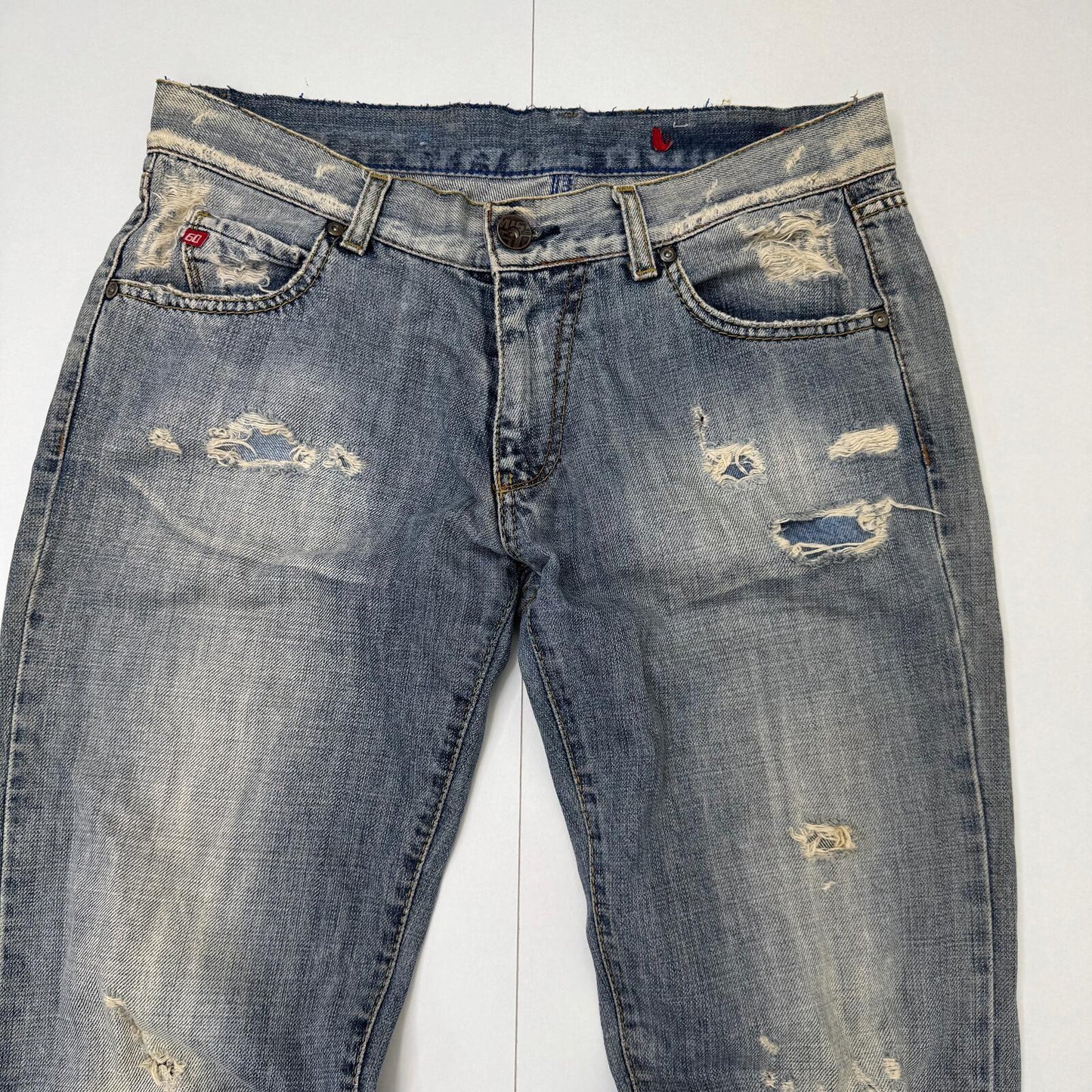 Y2K vintage Miss Sixty bootcut denim jeans low rise distressed baggy fit