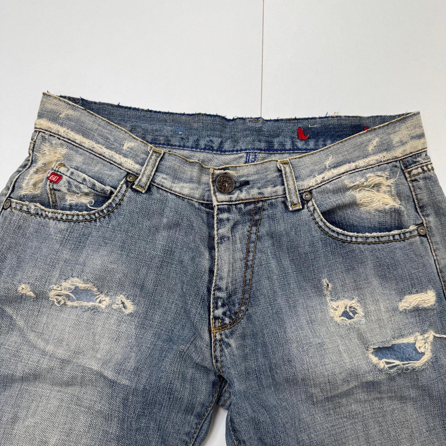 Y2K vintage Miss Sixty bootcut denim jeans low rise distressed baggy fit