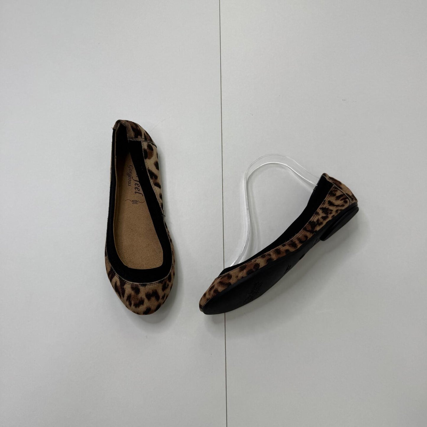 Y2K vintage leopard print pumps ballerina flats slip on brown black