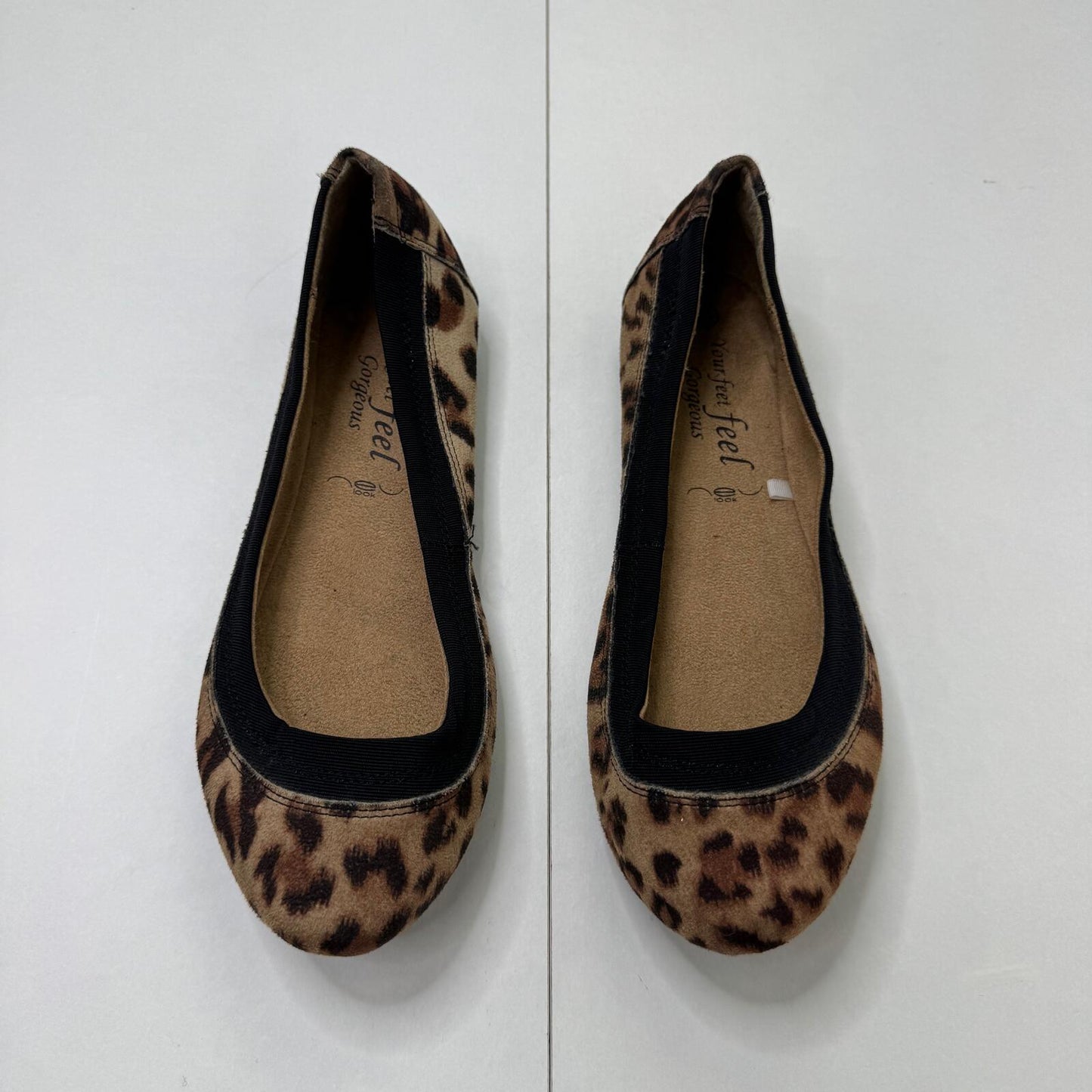 Y2K vintage leopard print pumps ballerina flats slip on brown black