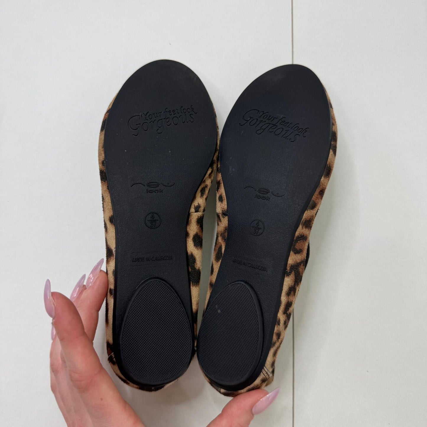 Y2K vintage leopard print pumps ballerina flats slip on brown black