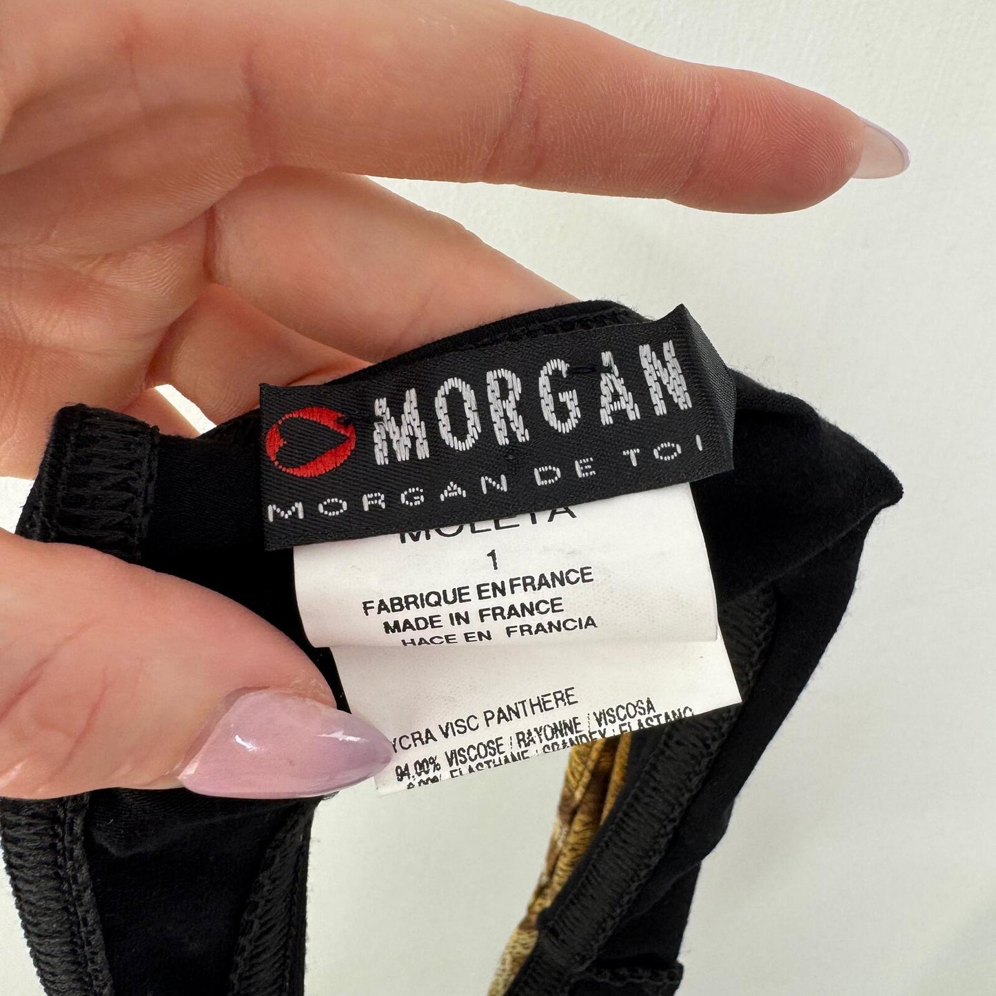 Y2K vintage Morgan De Toi bodysuit leopard print open bust thong bow high leg