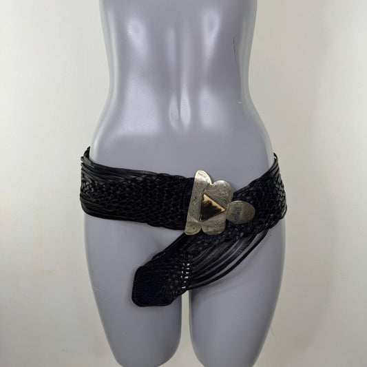 Y2K vintage belt genuine leather chunky braided gemstone oversized