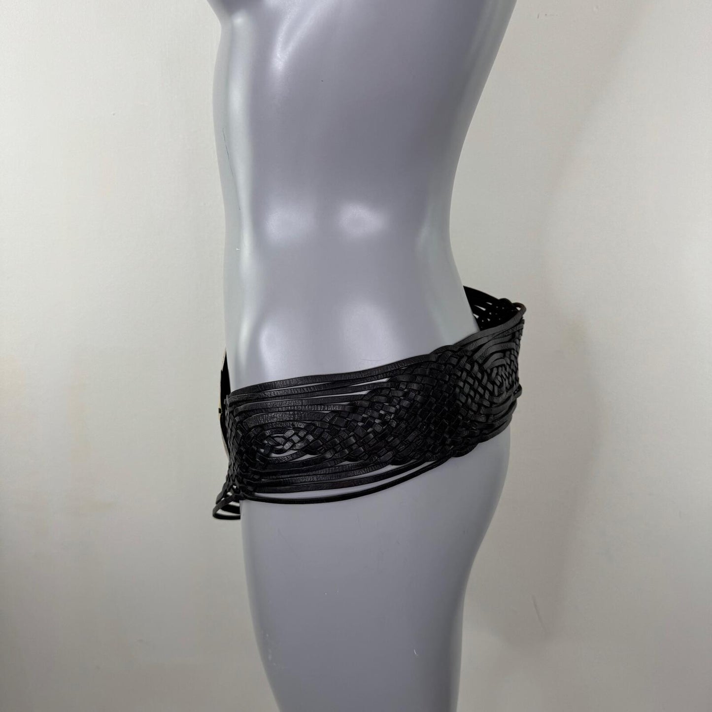Y2K vintage belt genuine leather chunky braided gemstone oversized