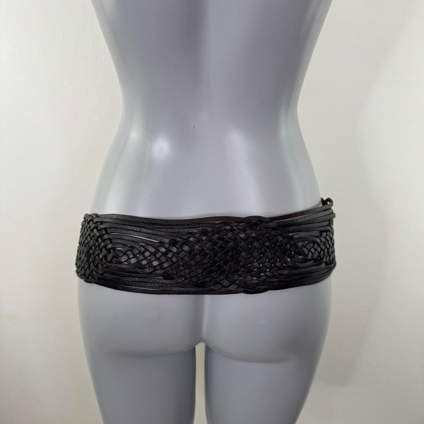 Y2K vintage belt genuine leather chunky braided gemstone oversized