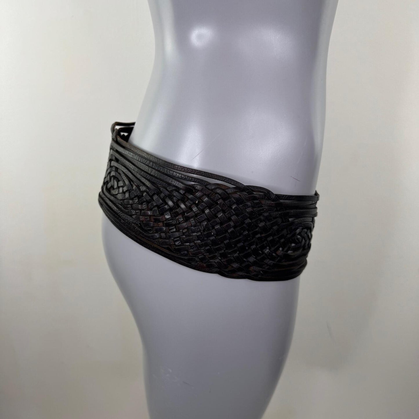 Y2K vintage belt genuine leather chunky braided gemstone oversized