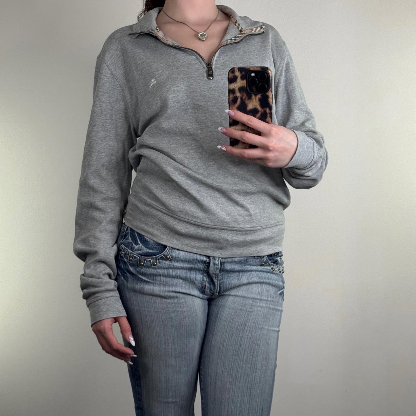 Y2K vintage Burberry jumper 1/4 zip pullover sweatshirt nova check print unisex