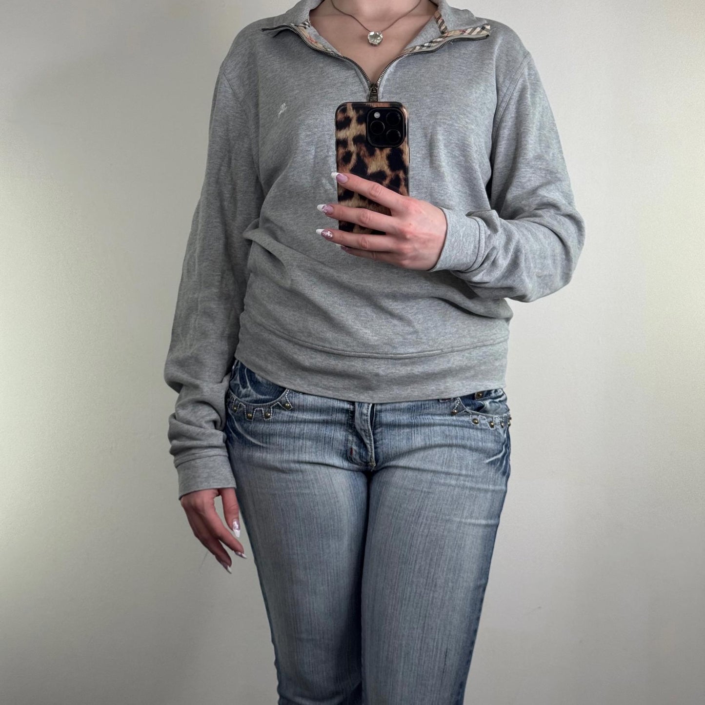 Y2K vintage Burberry jumper 1/4 zip pullover sweatshirt nova check print unisex