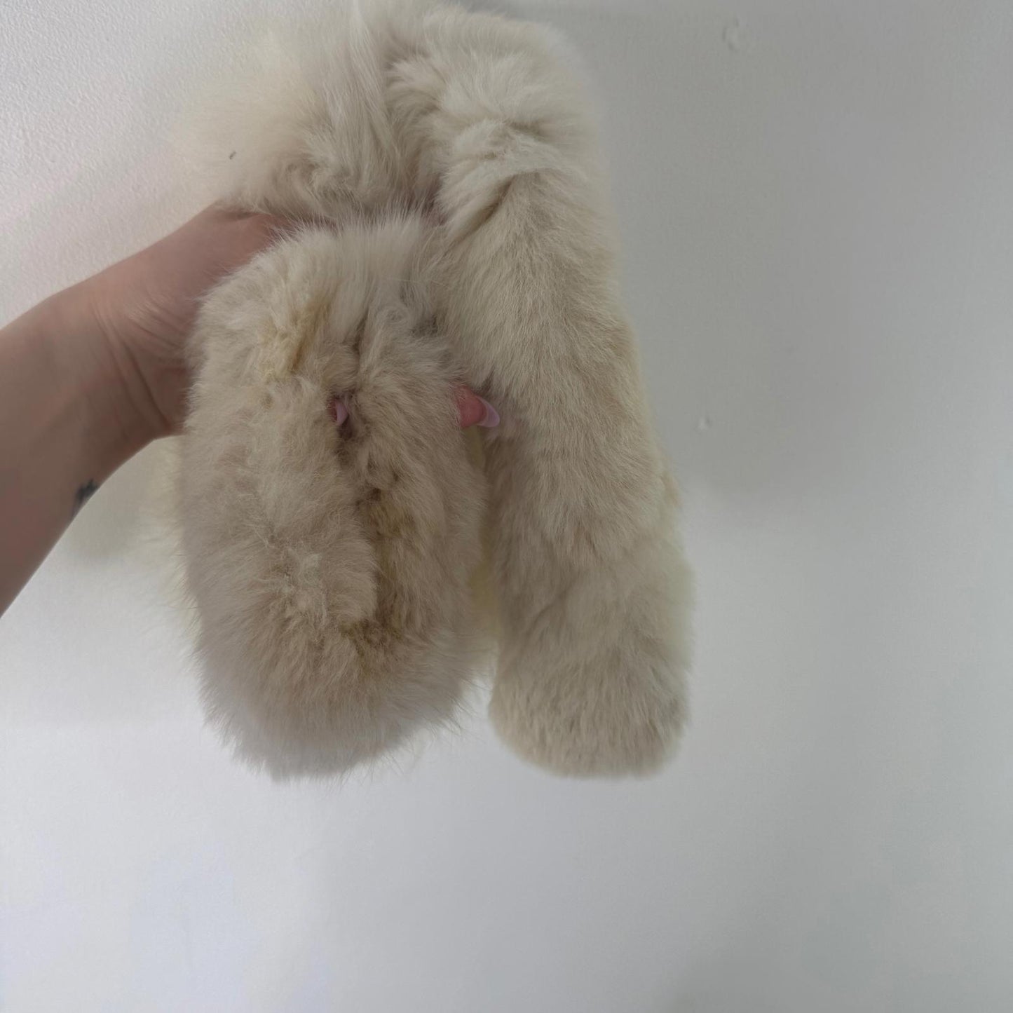 Y2K vintage genuine fur scarf cream fluffy