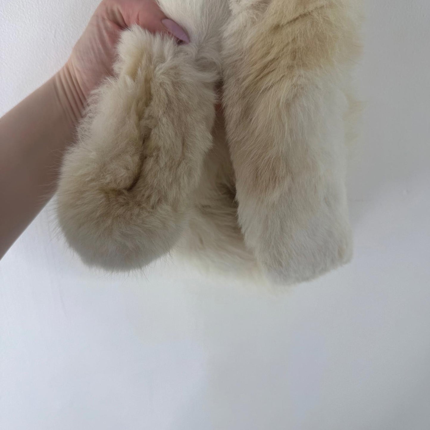Y2K vintage genuine fur scarf cream fluffy