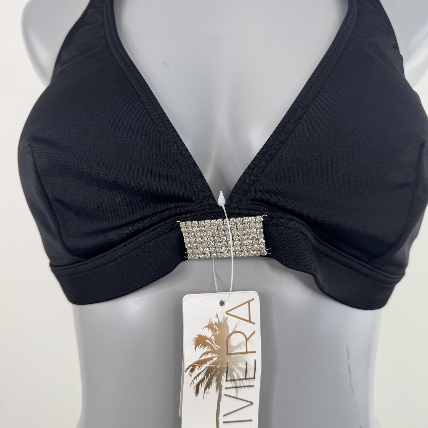 Y2K vintage bikini halter neck top rhinestone tie neck
