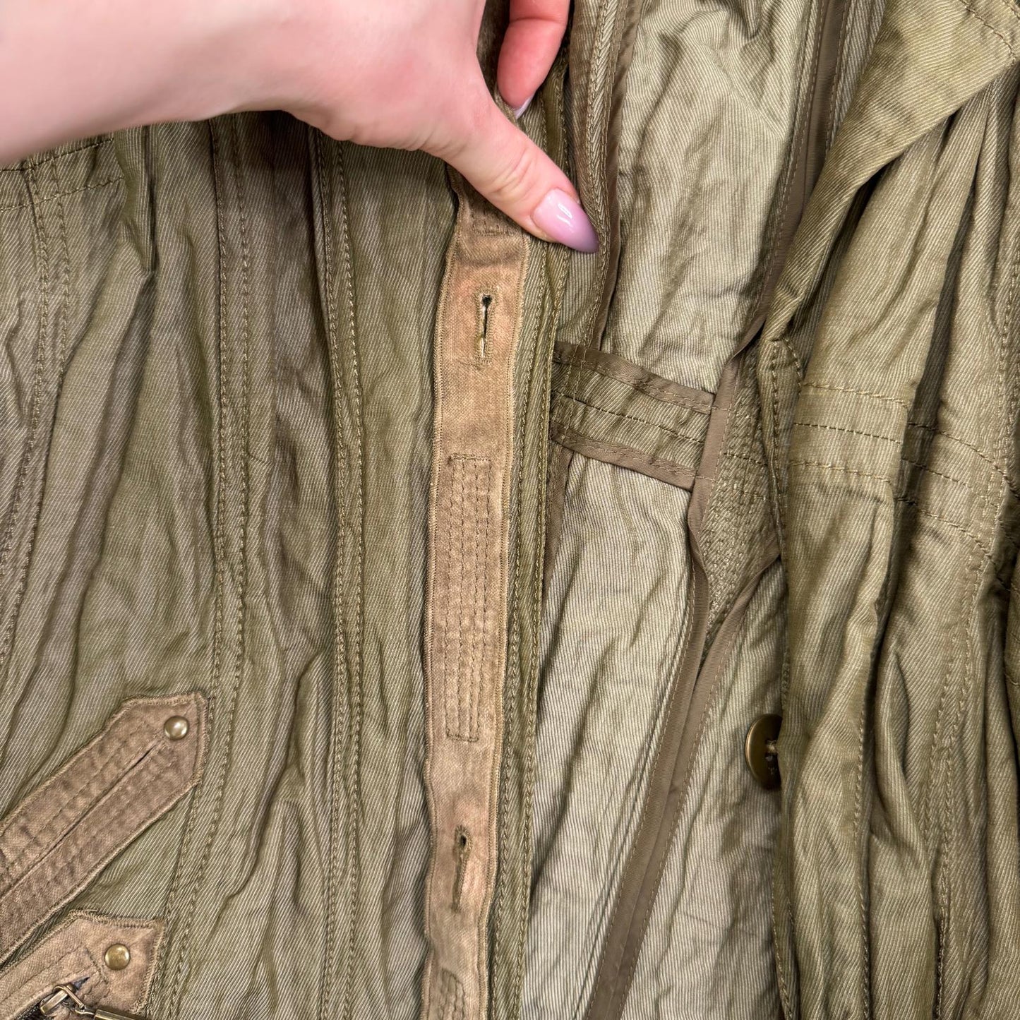 Y2K vintage blazer jacket lightweight khaki cargo v neck spring short length