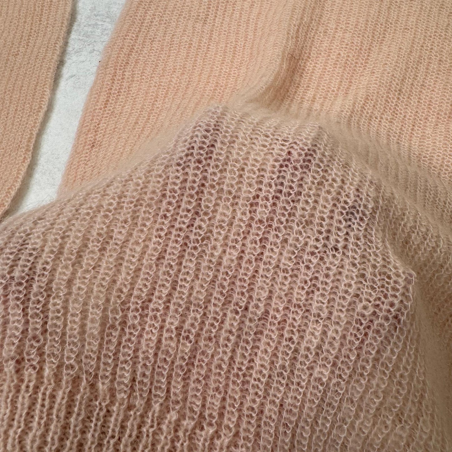 Laura Ashley mohair wool/ mohair blend jumper fine knit pale light pink knitted