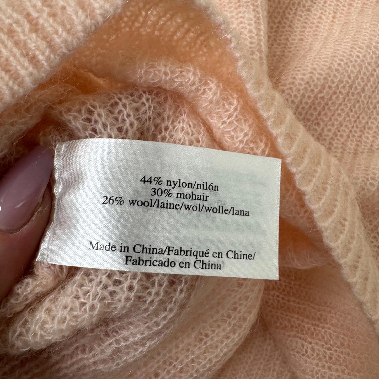 Laura Ashley mohair wool/ mohair blend jumper fine knit pale light pink knitted