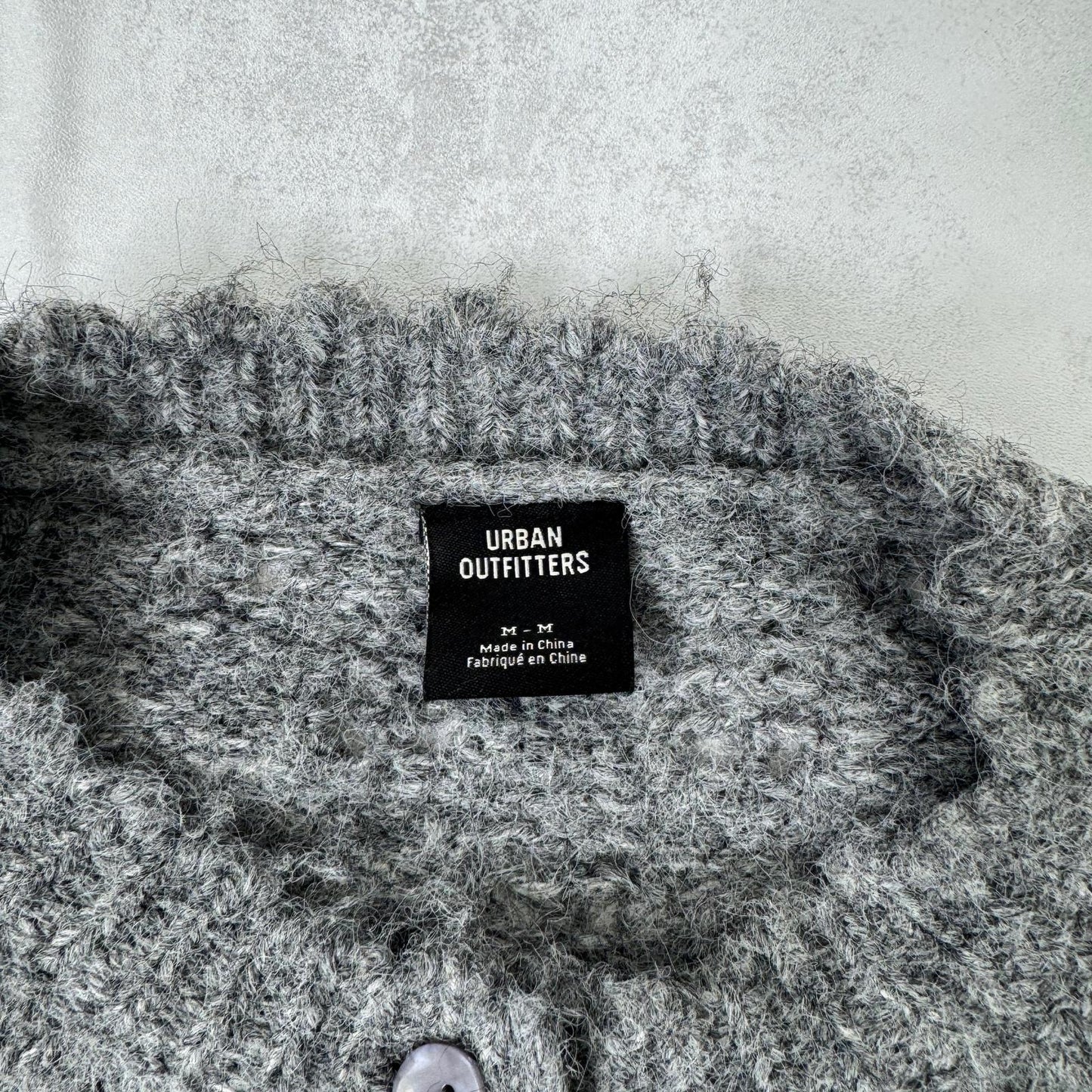 Urban Outfitters wool blend jumper button up cardigan dark grey